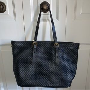 Cole Haan Black Leather Woven Tote